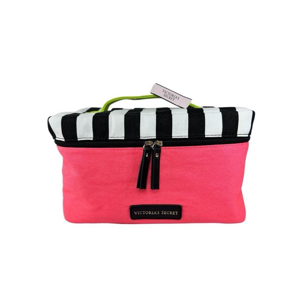 Victoria’s Secret Travel Case Pink Black Stripe Sexy Little Things NWT Gift